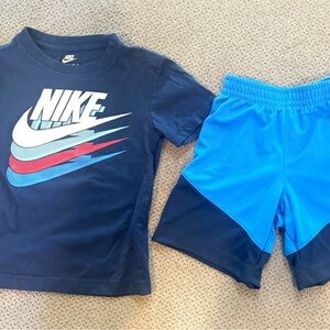 Nike Kids' Navy and Blue T-Shirt and Shorts Set